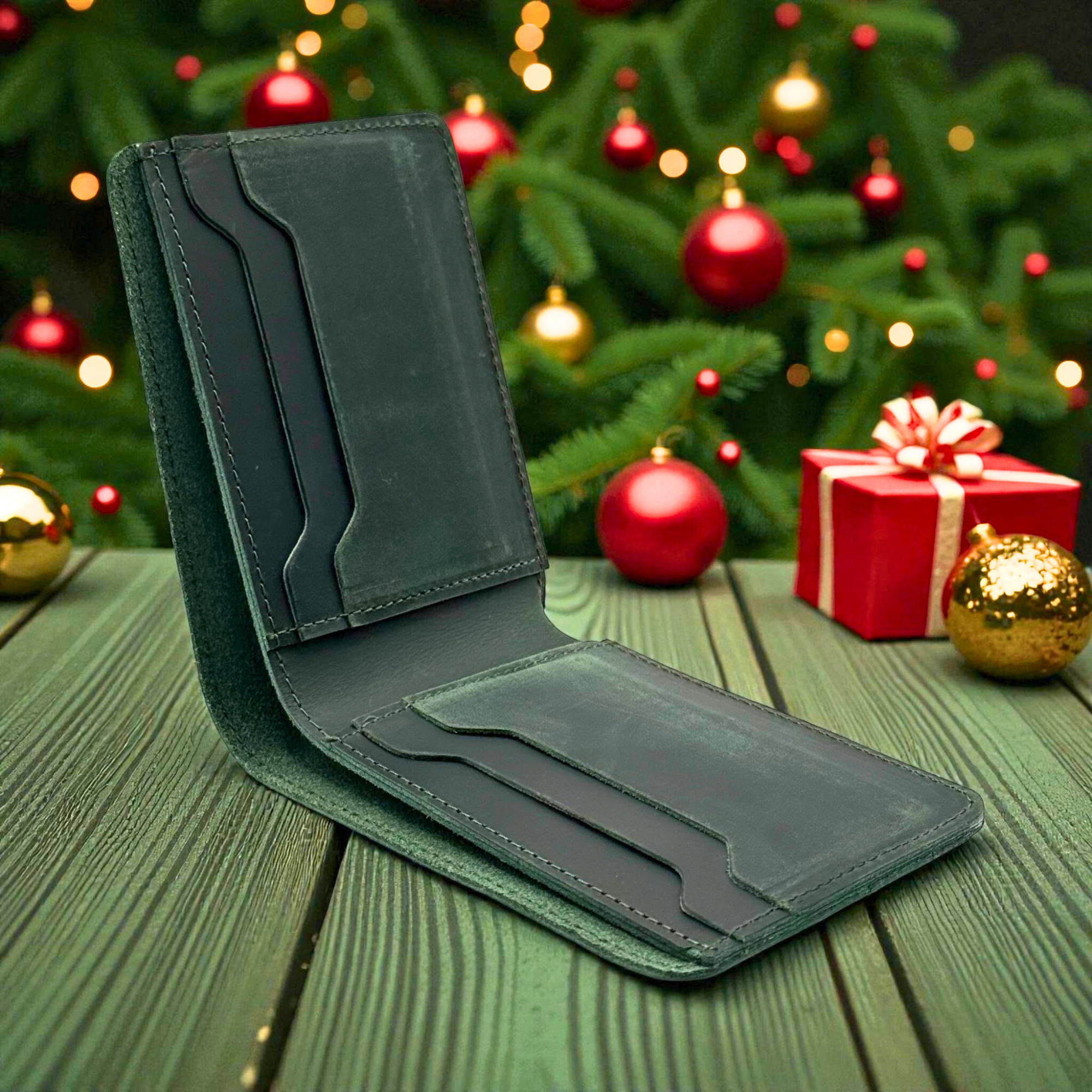 Green Crazy Horse Leather Wallet