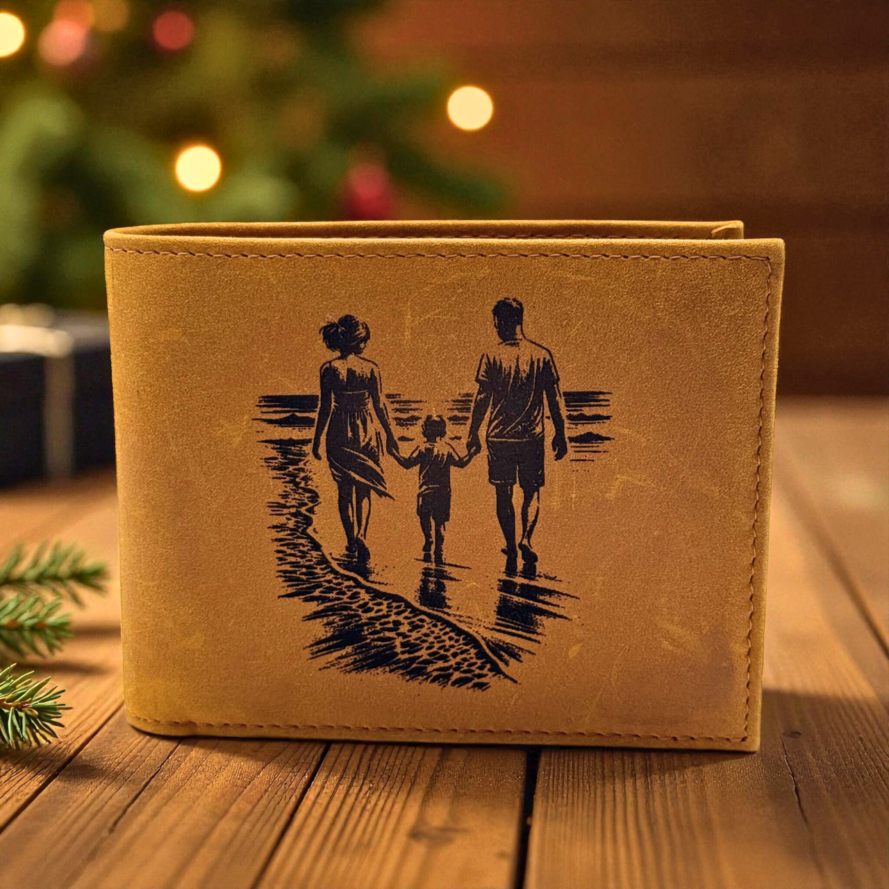 Custom Engraved Crazy Horse Leather Wallet – Tan