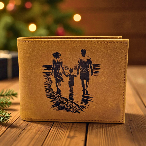 Custom Engraved Crazy Horse Leather Wallet – Tan