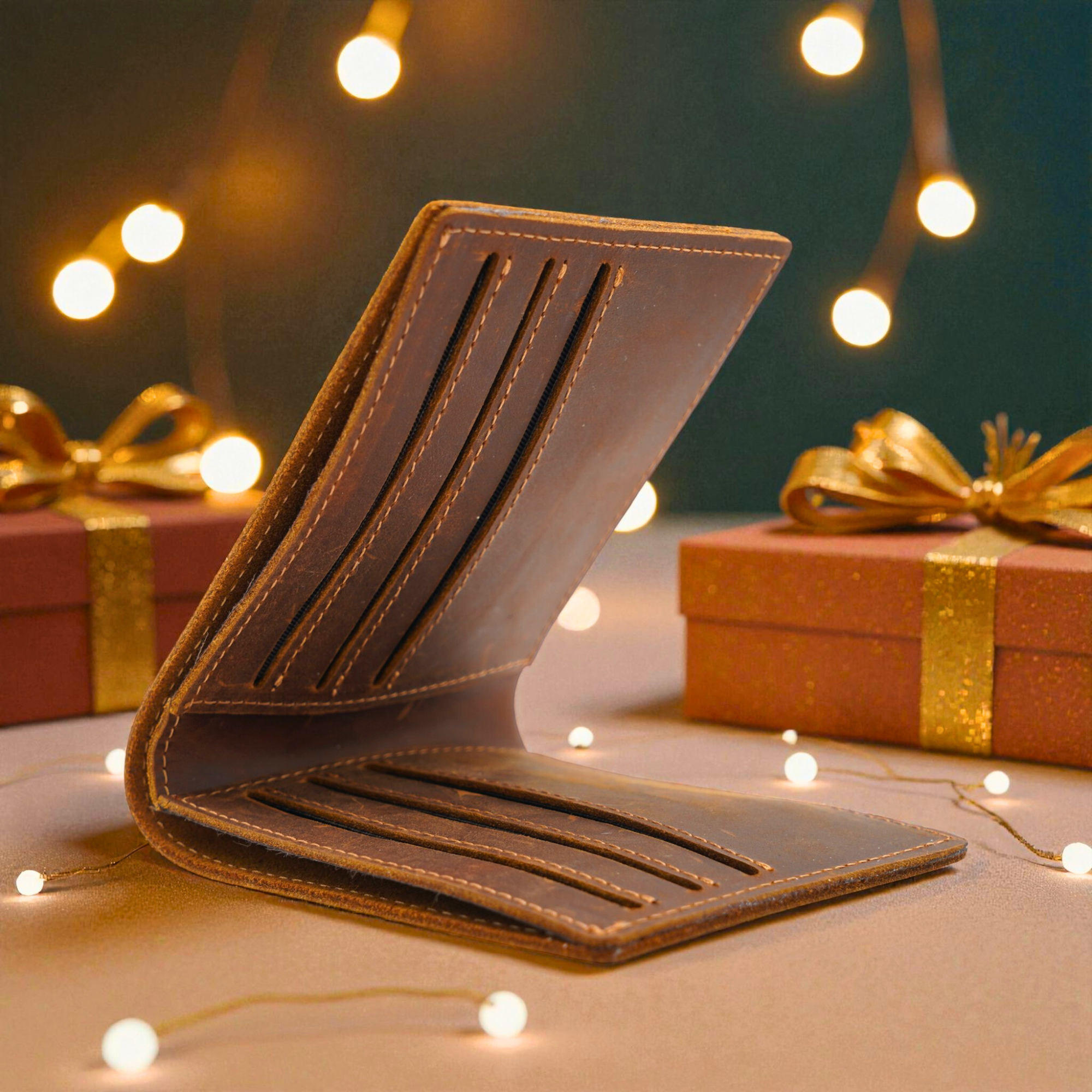 Custom Engraved Brown Leather Wallet