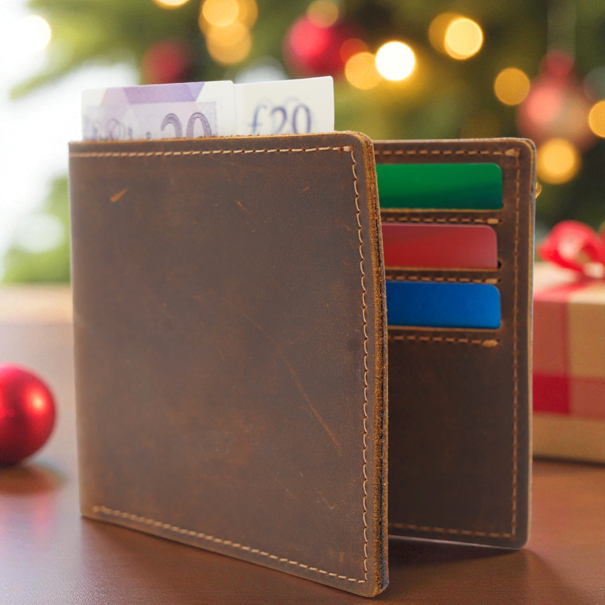 Custom Engraved Brown Leather Wallet