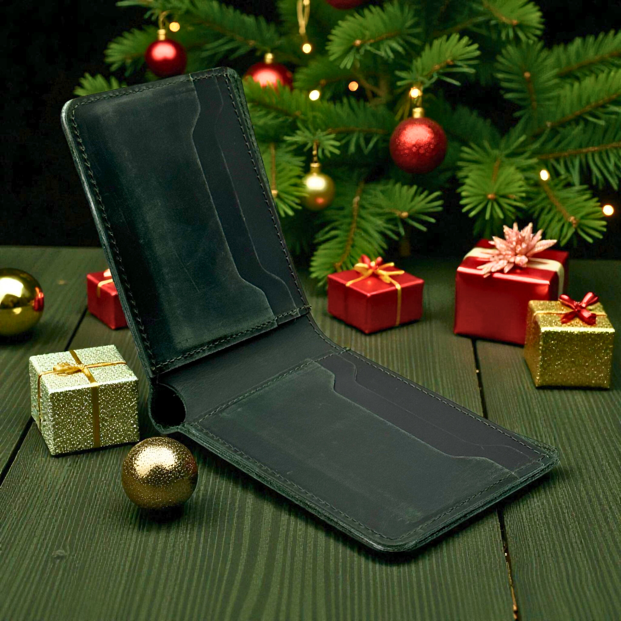 Green Crazy Horse Leather Wallet