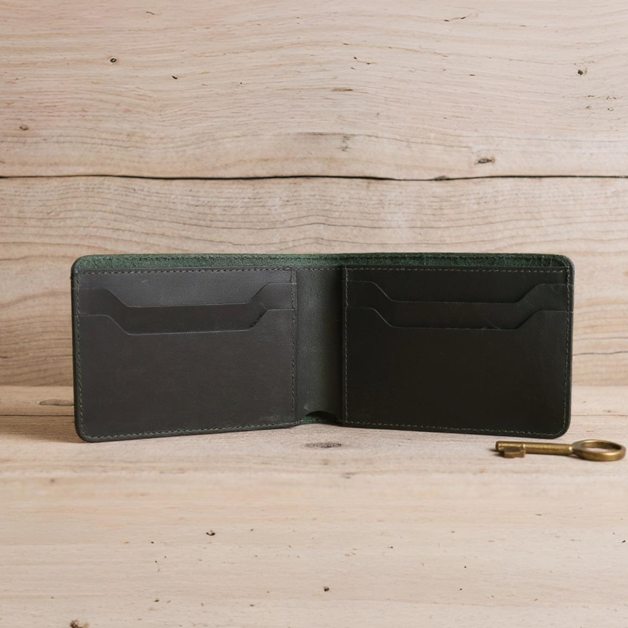 Green Crazy Horse Leather Wallet