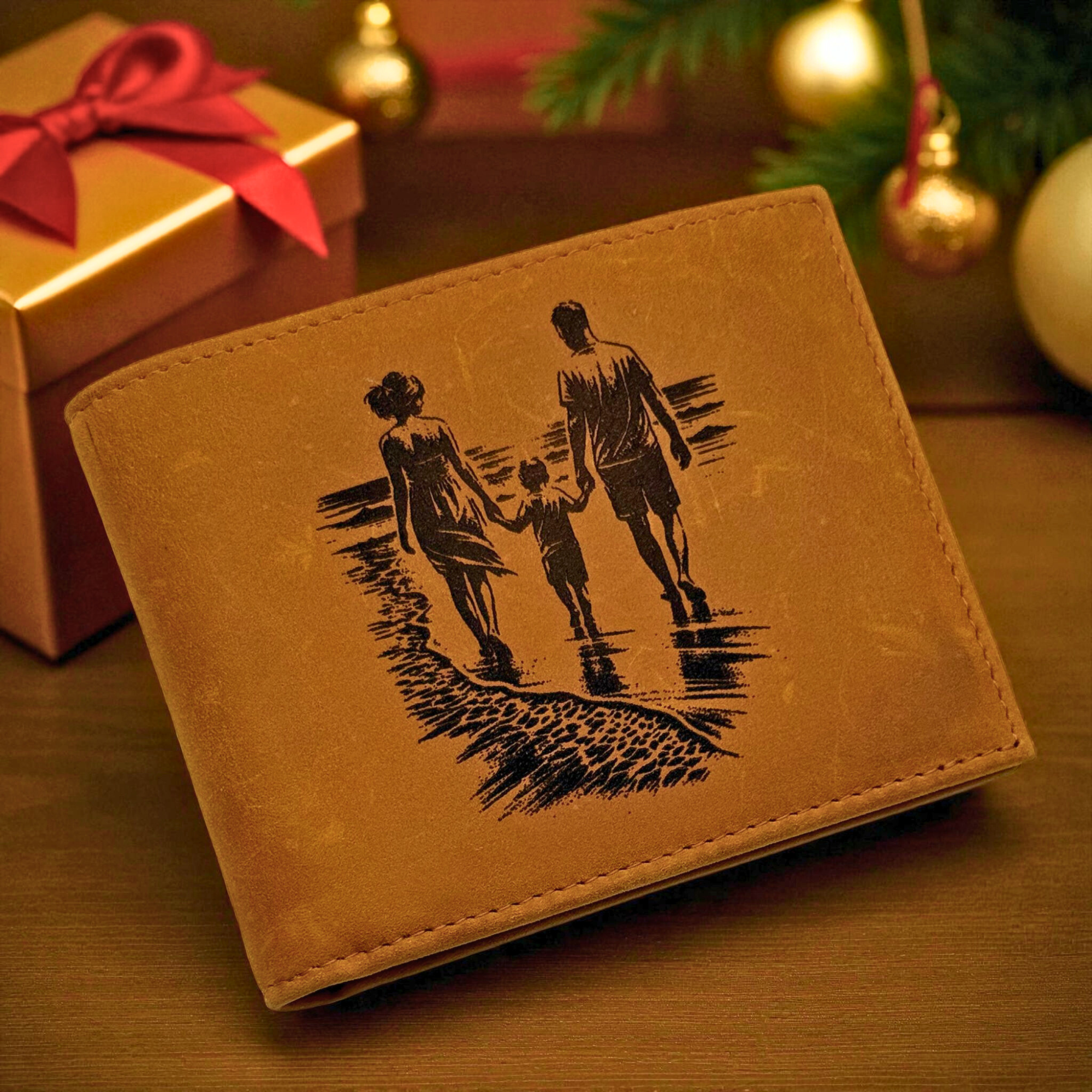 Custom Engraved Crazy Horse Leather Wallet – Tan