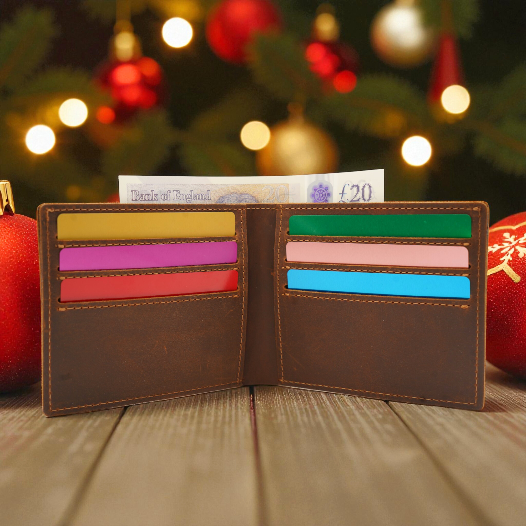 Custom Engraved Brown Leather Wallet