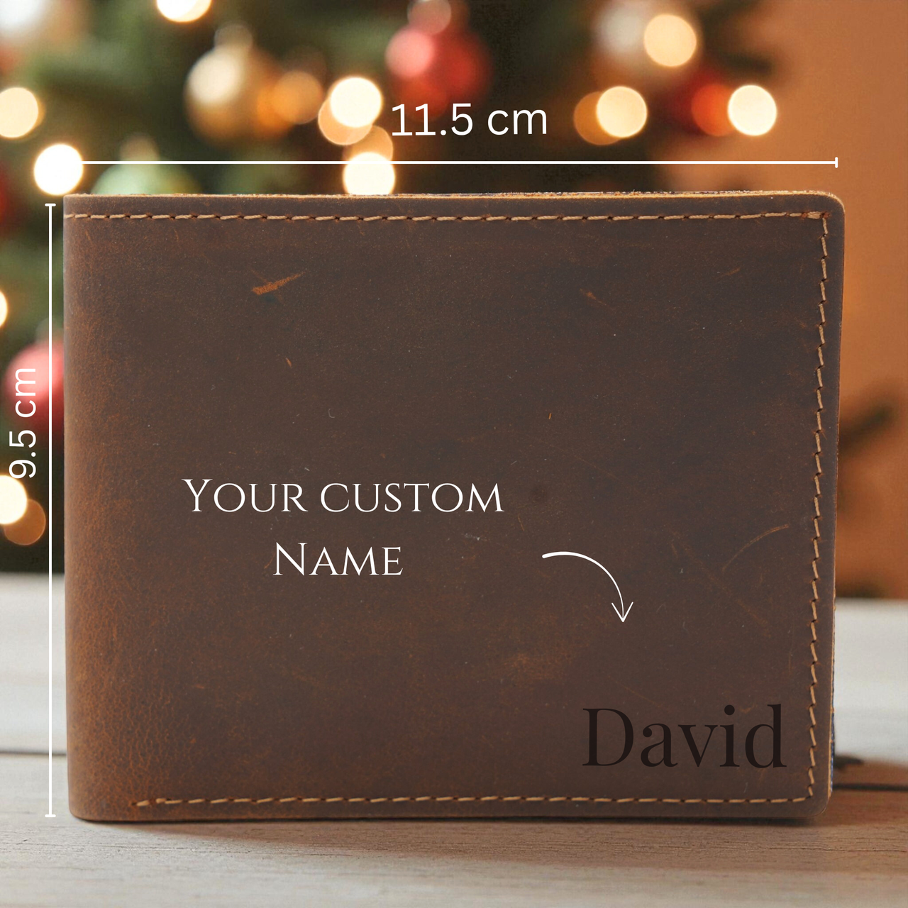 Custom Engraved Brown Leather Wallet