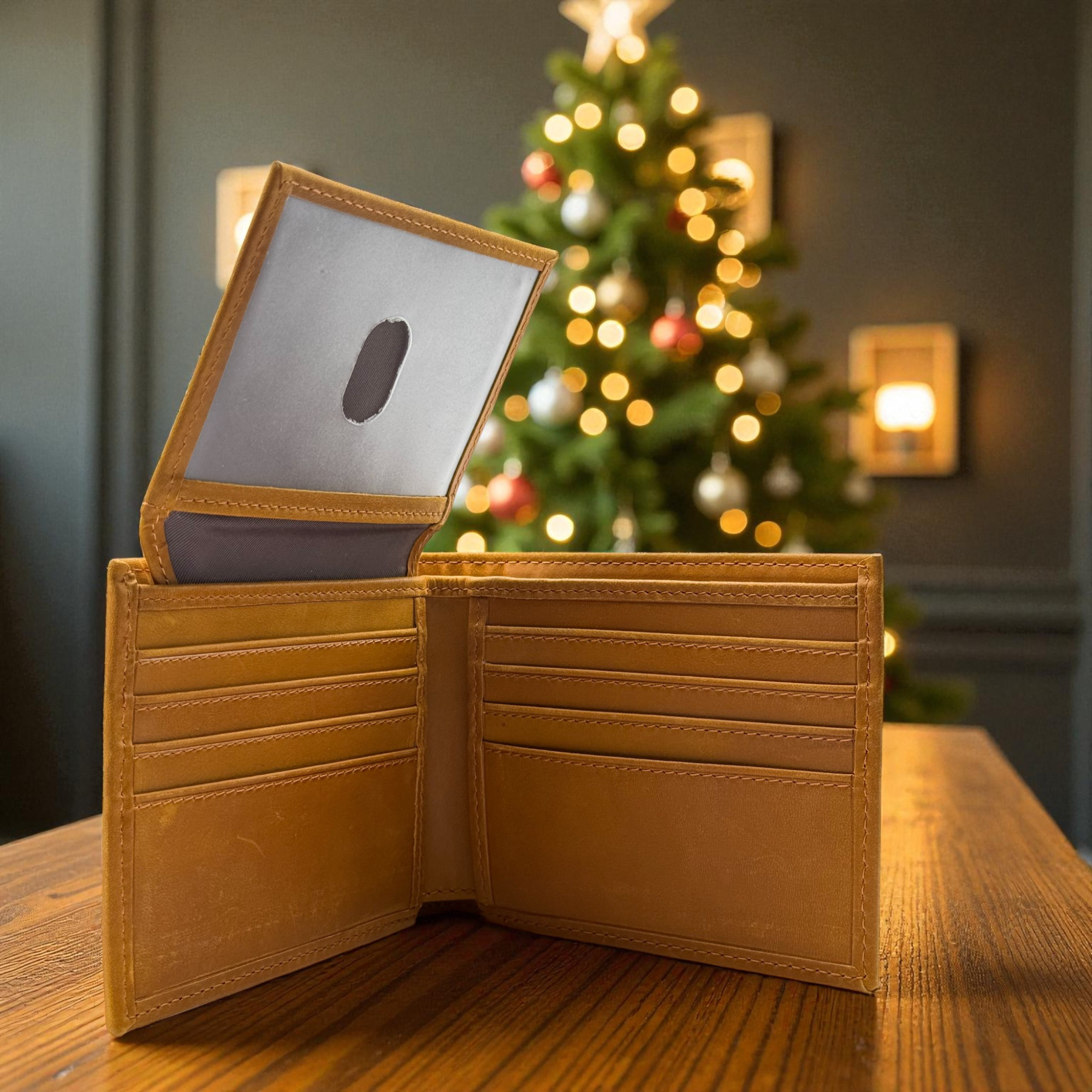 Custom Engraved Crazy Horse Leather Wallet – Tan