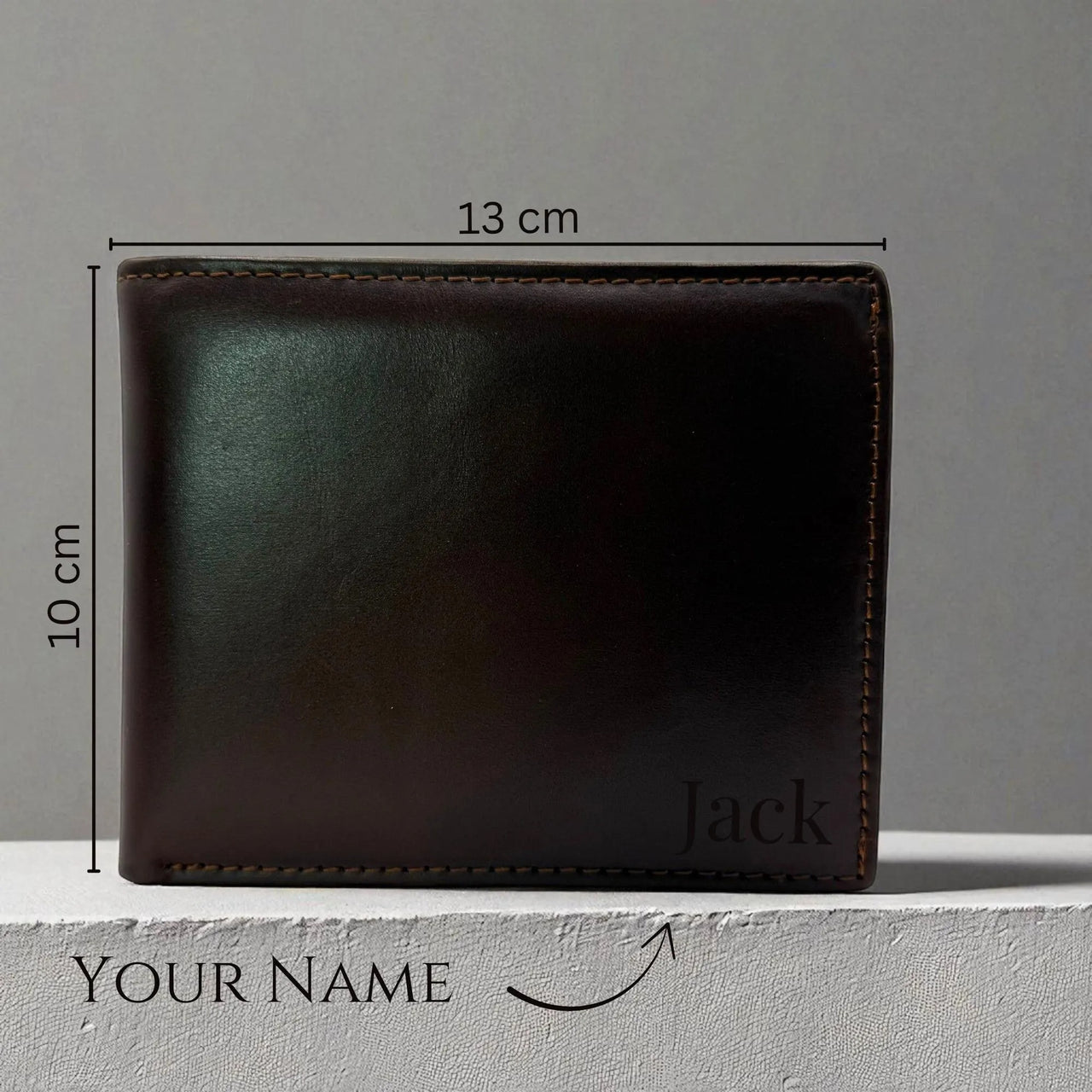 Personalized Leather Wallet: Engraved Brown Bifold with Coin Pocket